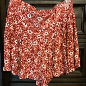 Red floral shorts